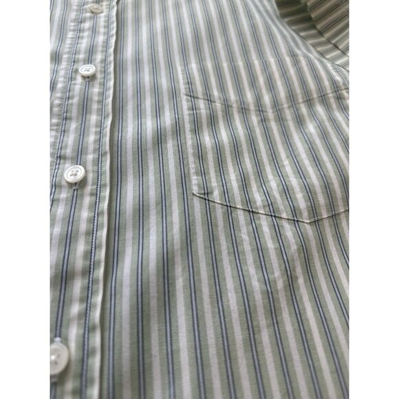 J.Crew Men's Size Large Short Sleeve 100% Cotton Casual Button Down Green Stripe - Picture 6 of 10